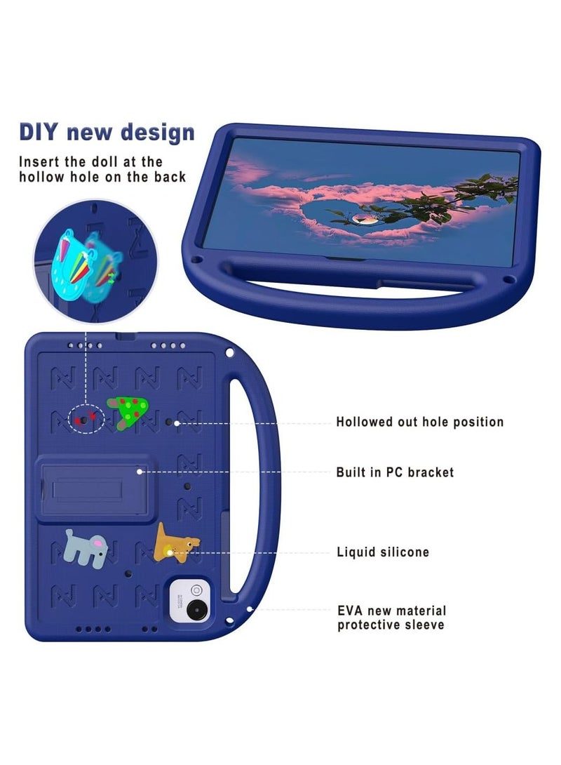 Kids Case for Honor Pad X9a 11.5 inch 2025 Tablet 【Kids Friendly】 DIY Cute Cartoon Lightweight EVA Portable Handle Stand Shockproof Cover with Shoulder Strap (Navy Blue) - Image 3